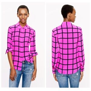 J. Crew Pink and Black Checkered Button Down Shirt